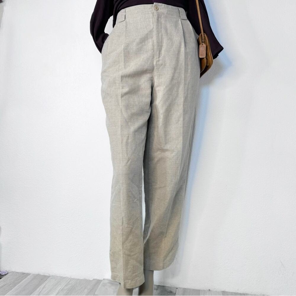 33.5 Waist Vintage 90s Linen Cotton Pants Hight Rise Tapered Minimalist Costal